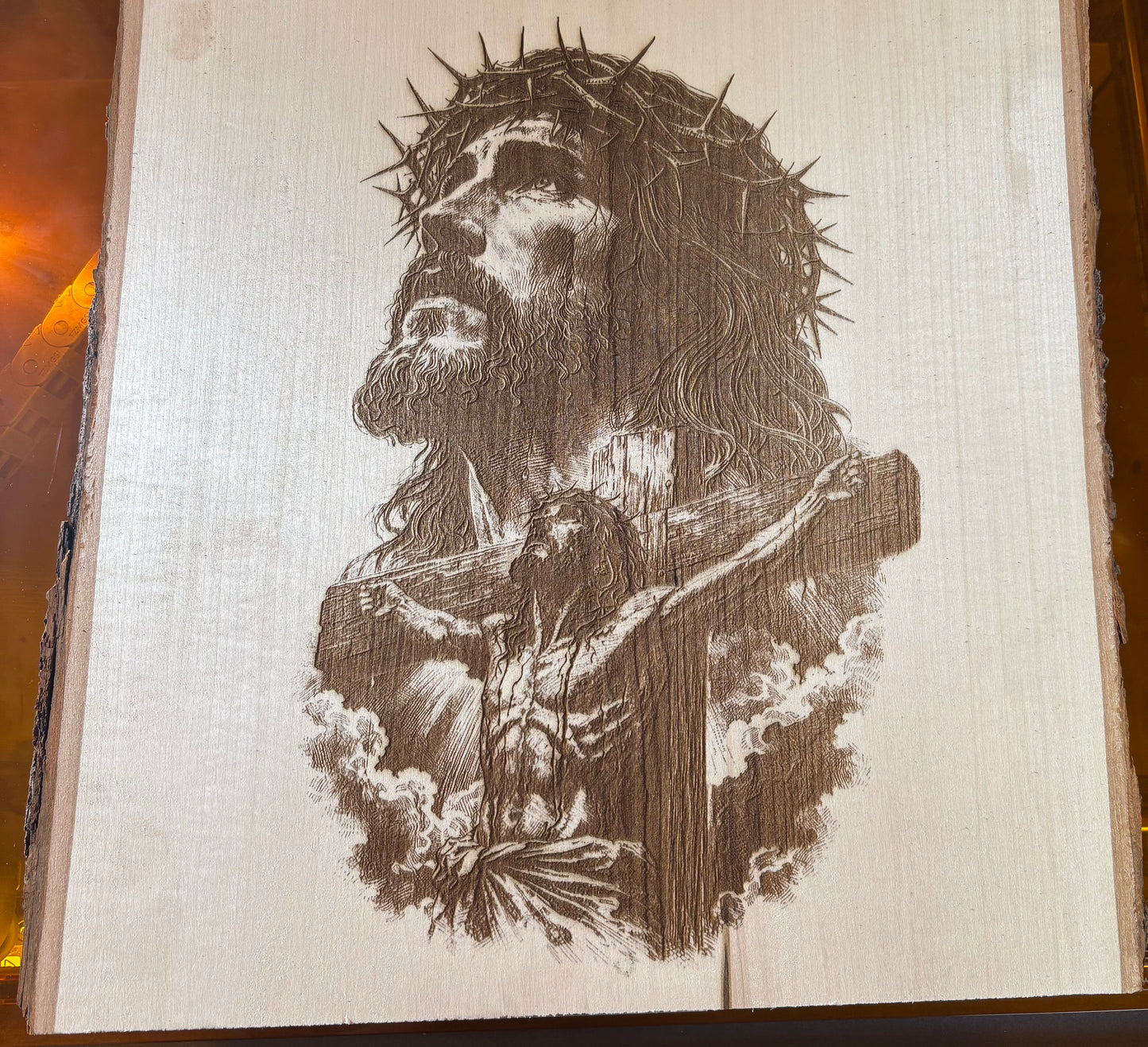 Jesus Pine Wood Plaque 12x13”